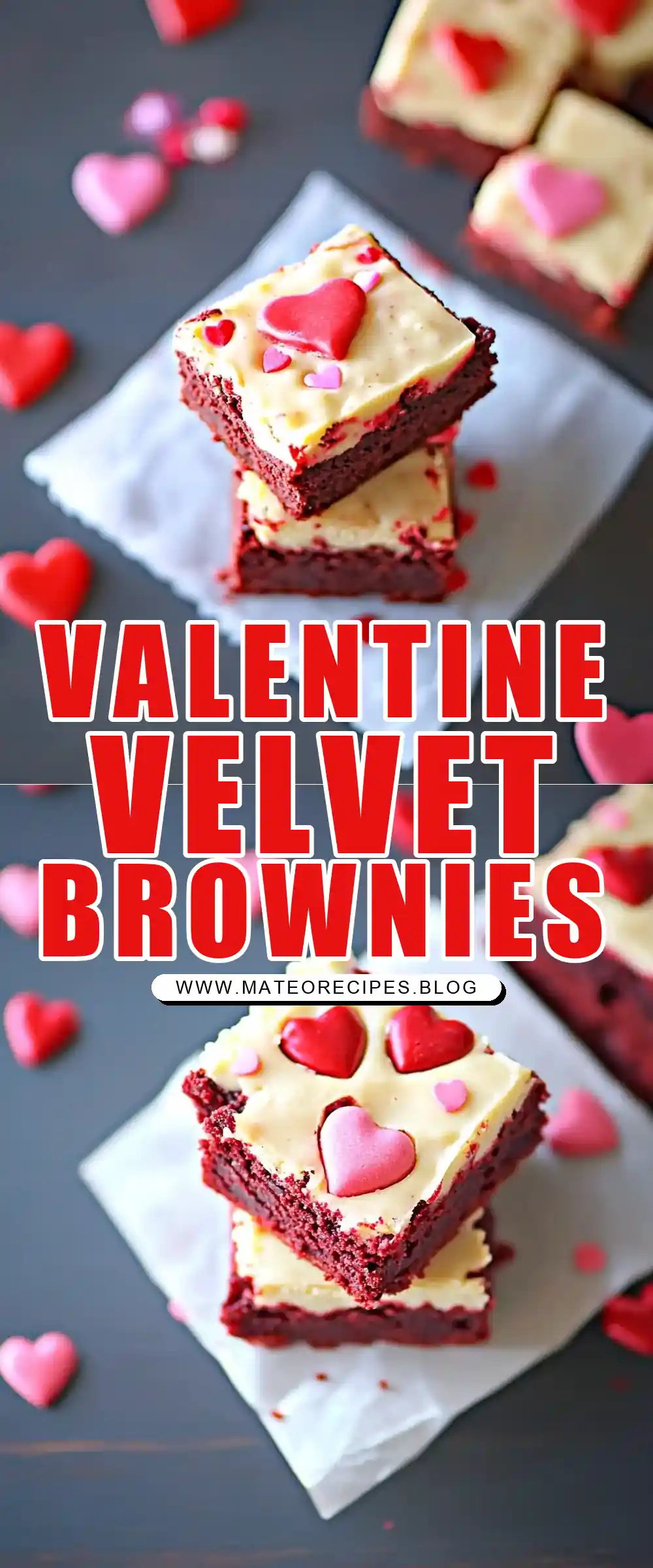 Pinterest pin (Design 1) for Valentine Red Velvet Brownies