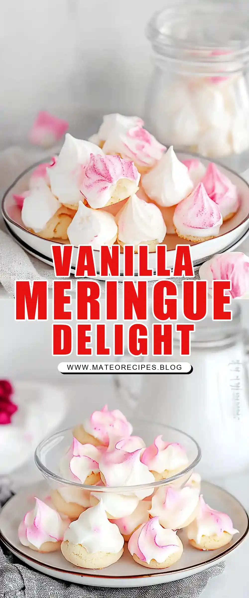 Pinterest pin (Design 1) for Vanilla Meringue Cookies
