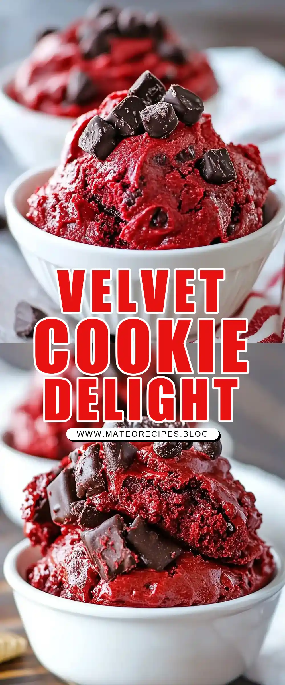 Pinterest pin (Design 1) for Red Velvet Cookie Dough