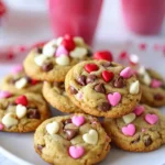 A delicious plate of Valentine Chocolate Chip Cookies