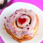 A delicious plate of Valentine Cinnamon Rolls