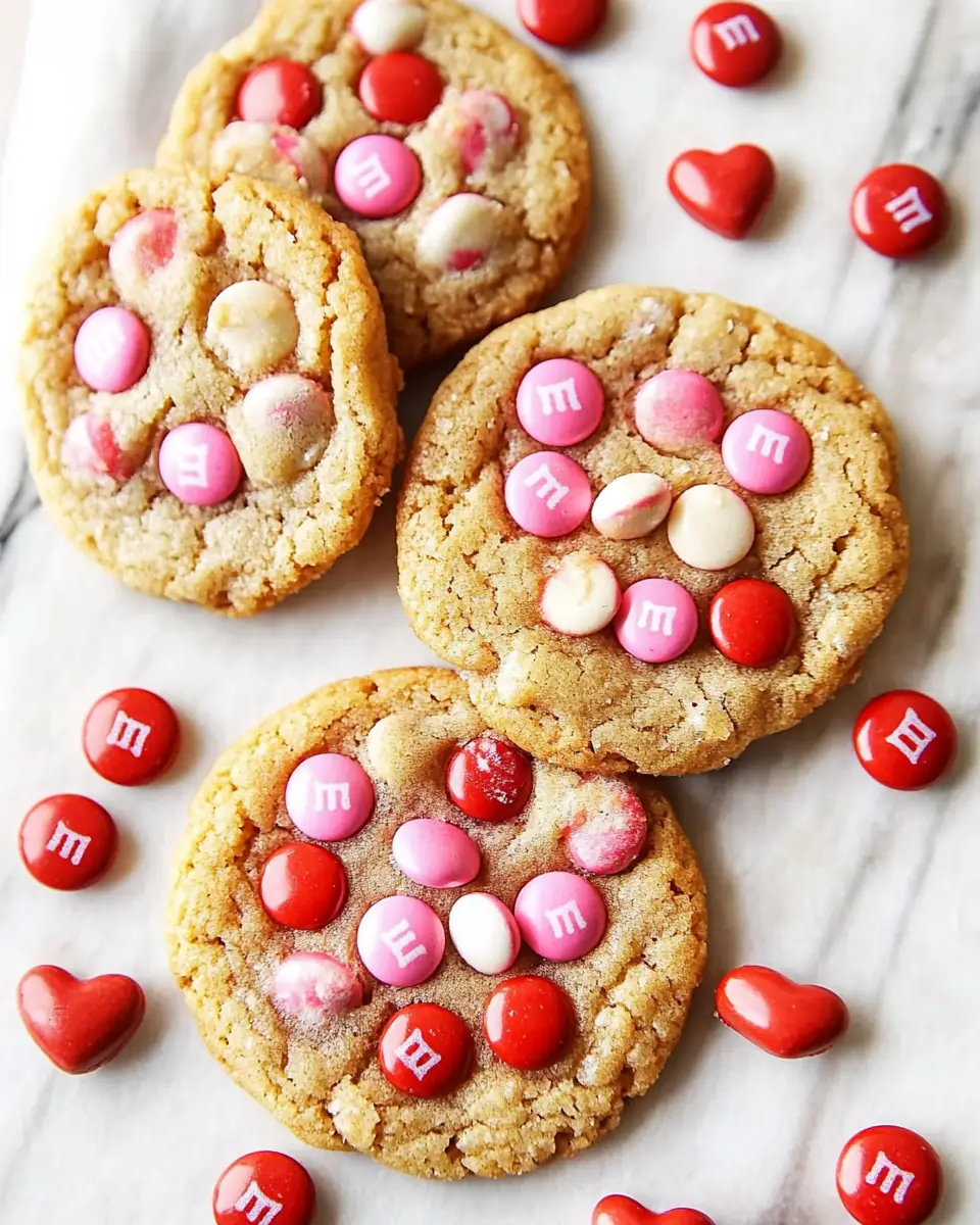 A delicious plate of Valentine’s Day M&M Cookies