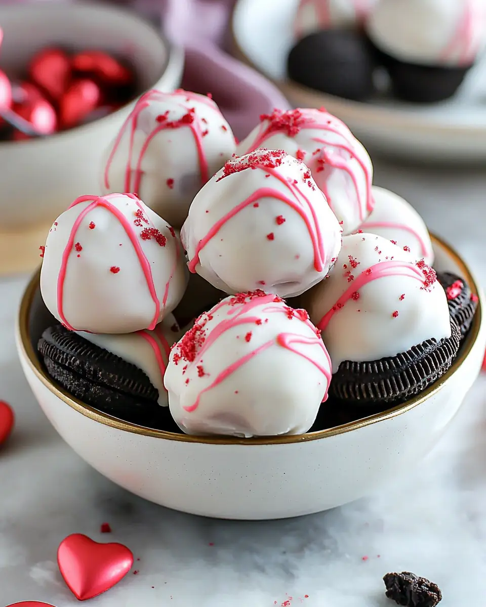 A delicious plate of Valentine's Day Oreo Truffles