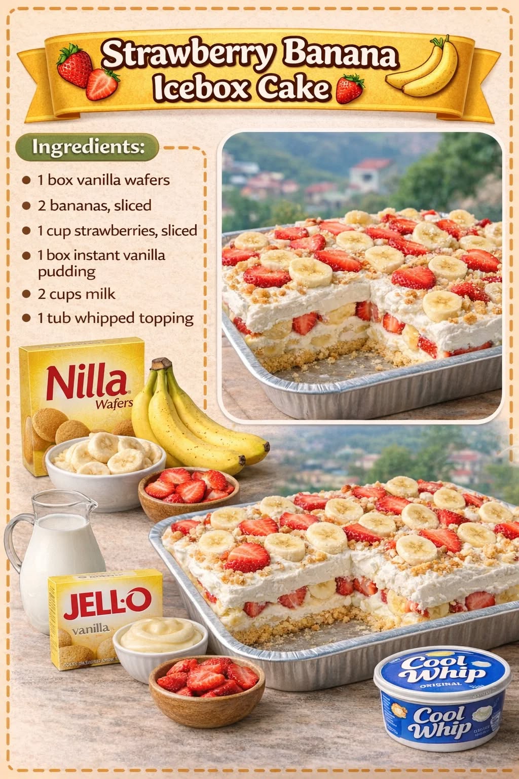 Strawberry Banana Icebox Cake