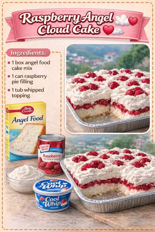 Raspberry Angel Cloud Cake