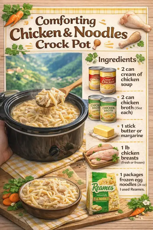 Comforting Chicken & Noodles Crock Pot
