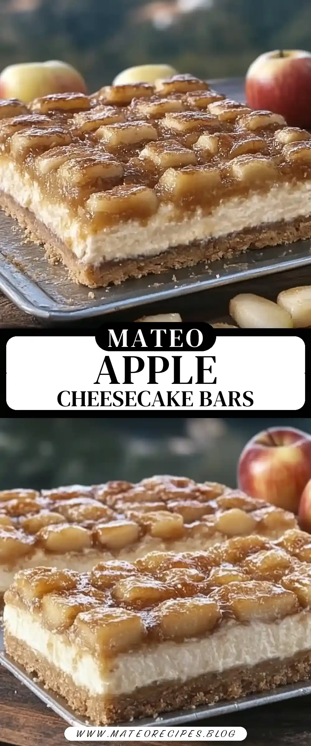 Pinterest pin (Design 3) for Apple Pie Cheesecake Bars 🍎