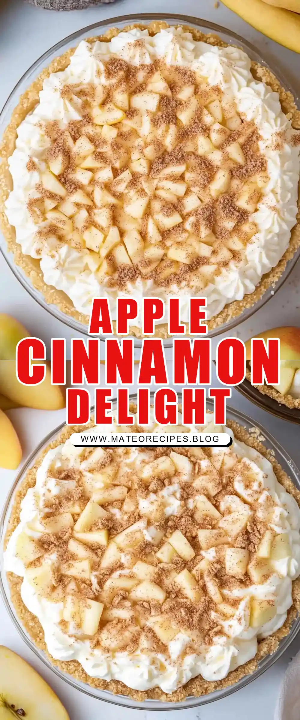 Pinterest pin (Design 1) for No-Bake Apple Cinnamon Cream Pie 🍎