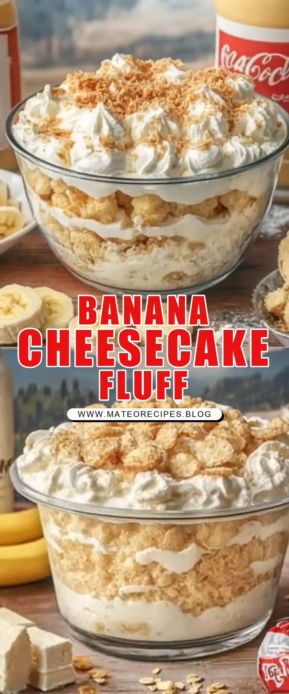 Pinterest pin (Design 1) for Banana Pudding Cheesecake Fluff 🍌