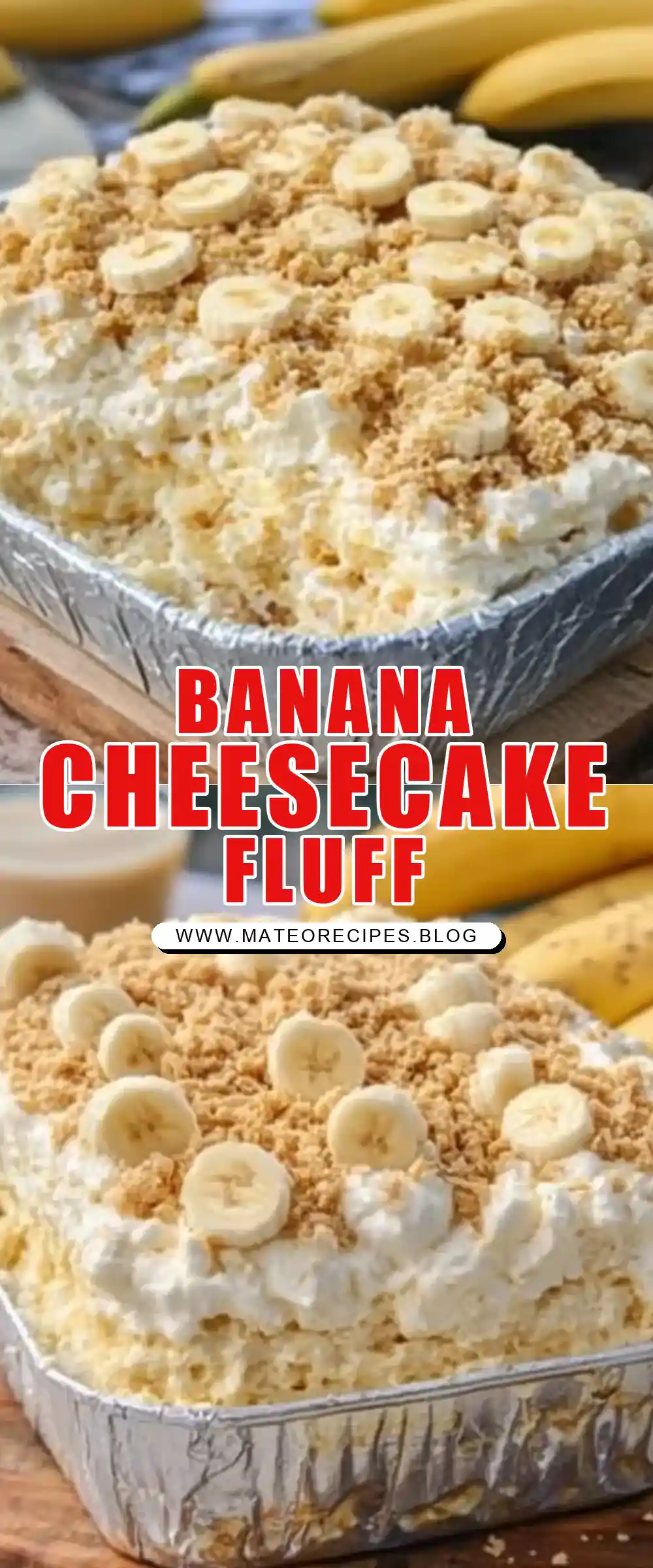 Pinterest pin (Design 1) for Banana Cream Cheesecake Fluff 🍌