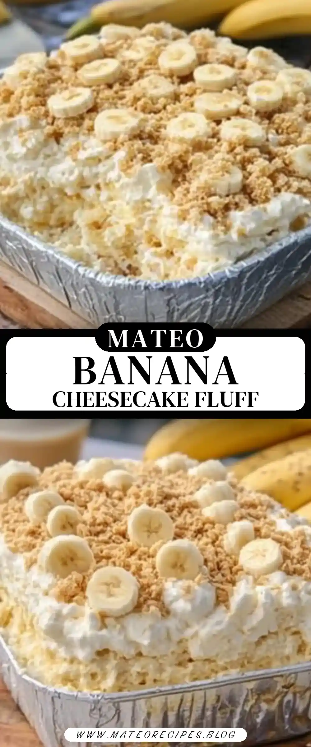 Pinterest pin (Design 3) for Banana Cream Cheesecake Fluff 🍌