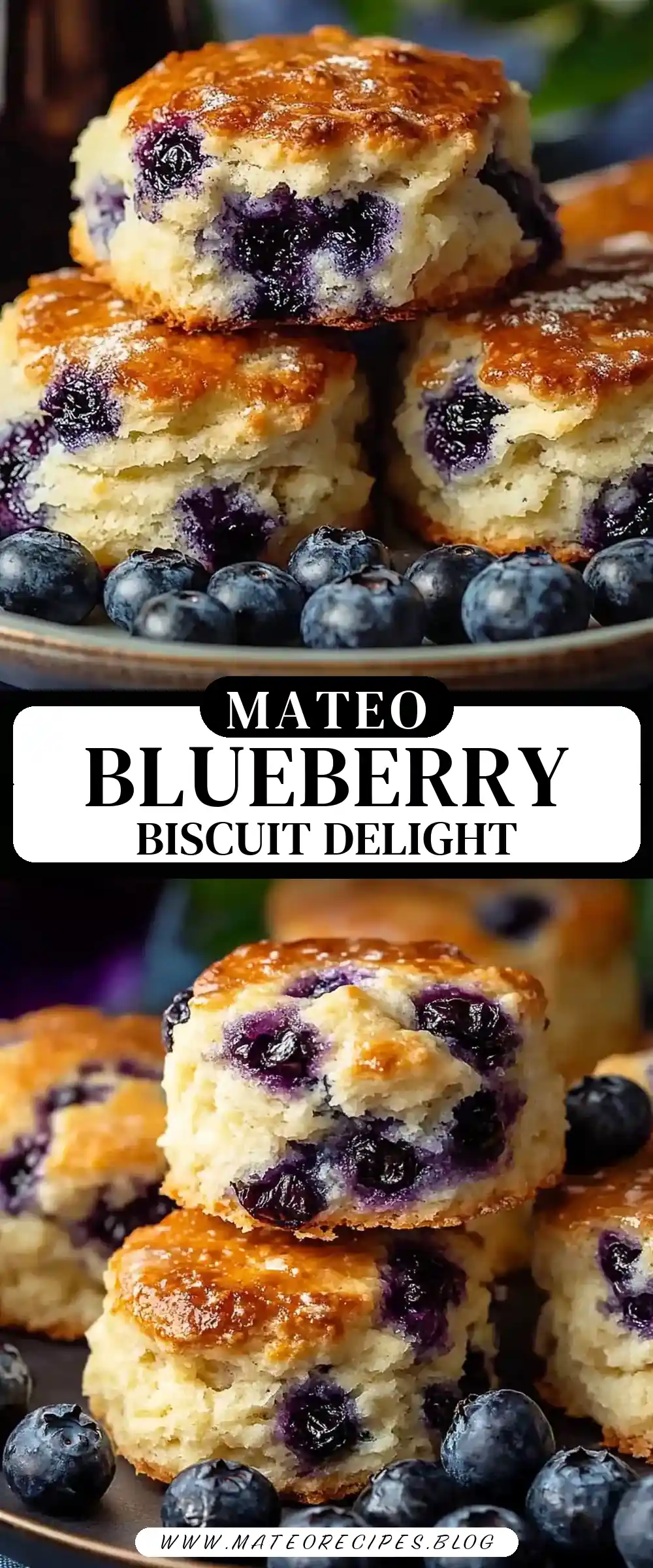 Pinterest pin (Design 3) for Sweet Blueberry Biscuits 🫐✨