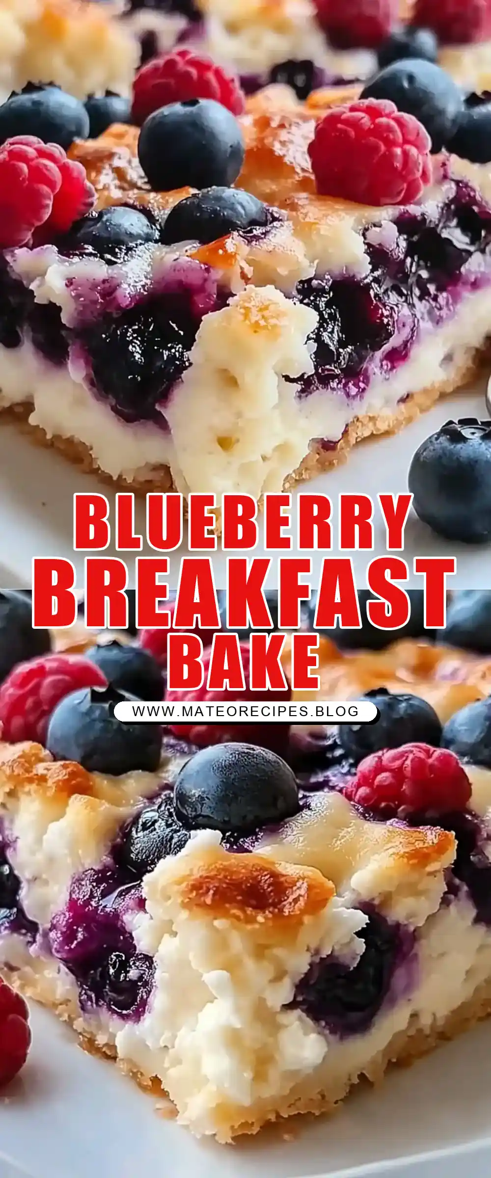 Pinterest pin (Design 1) for Blueberry Cottage Cheese Breakfast Bake