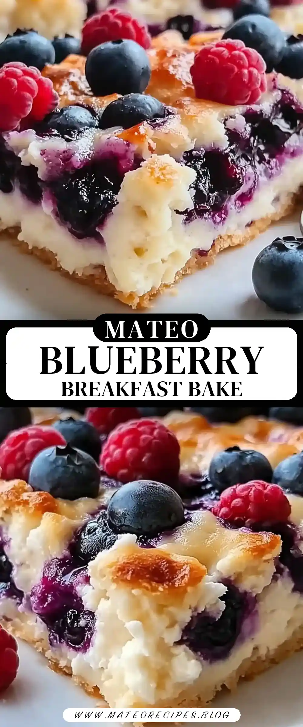 Pinterest pin (Design 3) for Blueberry Cottage Cheese Breakfast Bake
