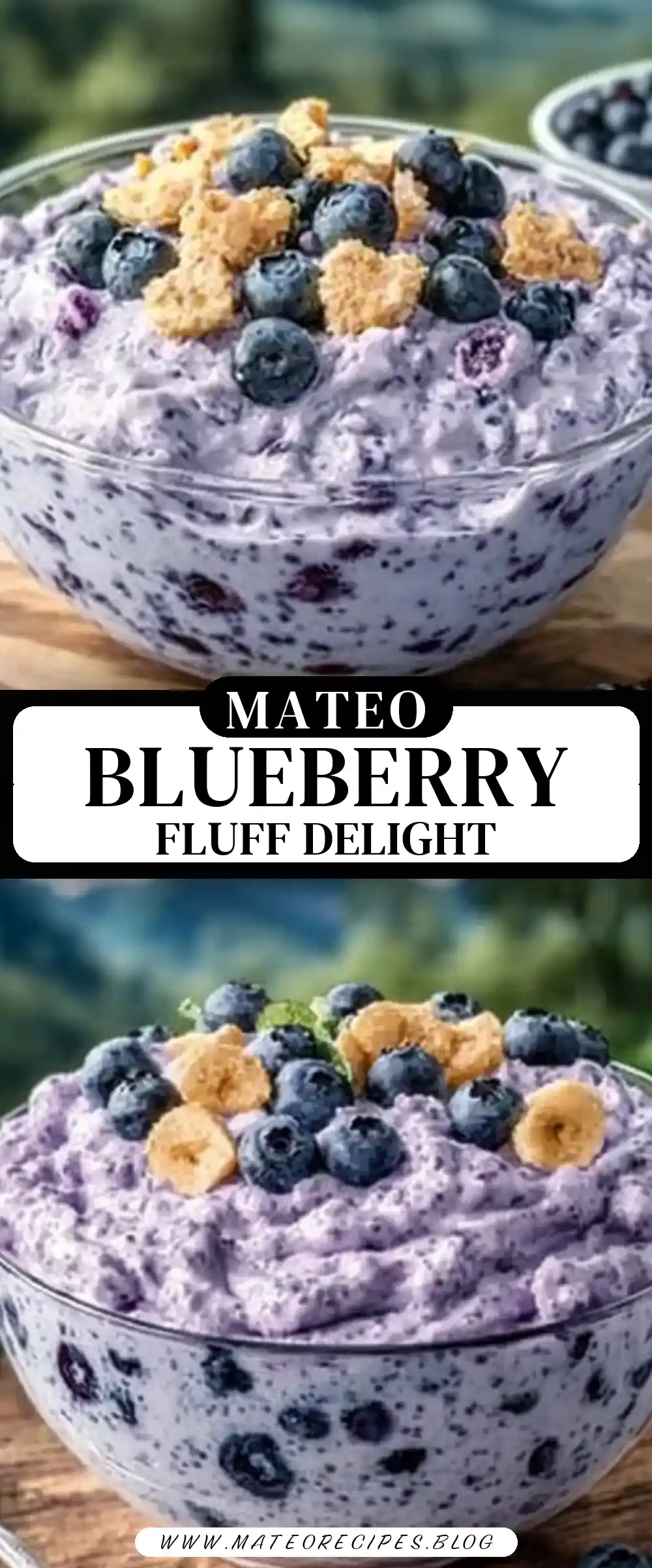 Pinterest pin (Design 3) for Blueberry Cheesecake Fluff