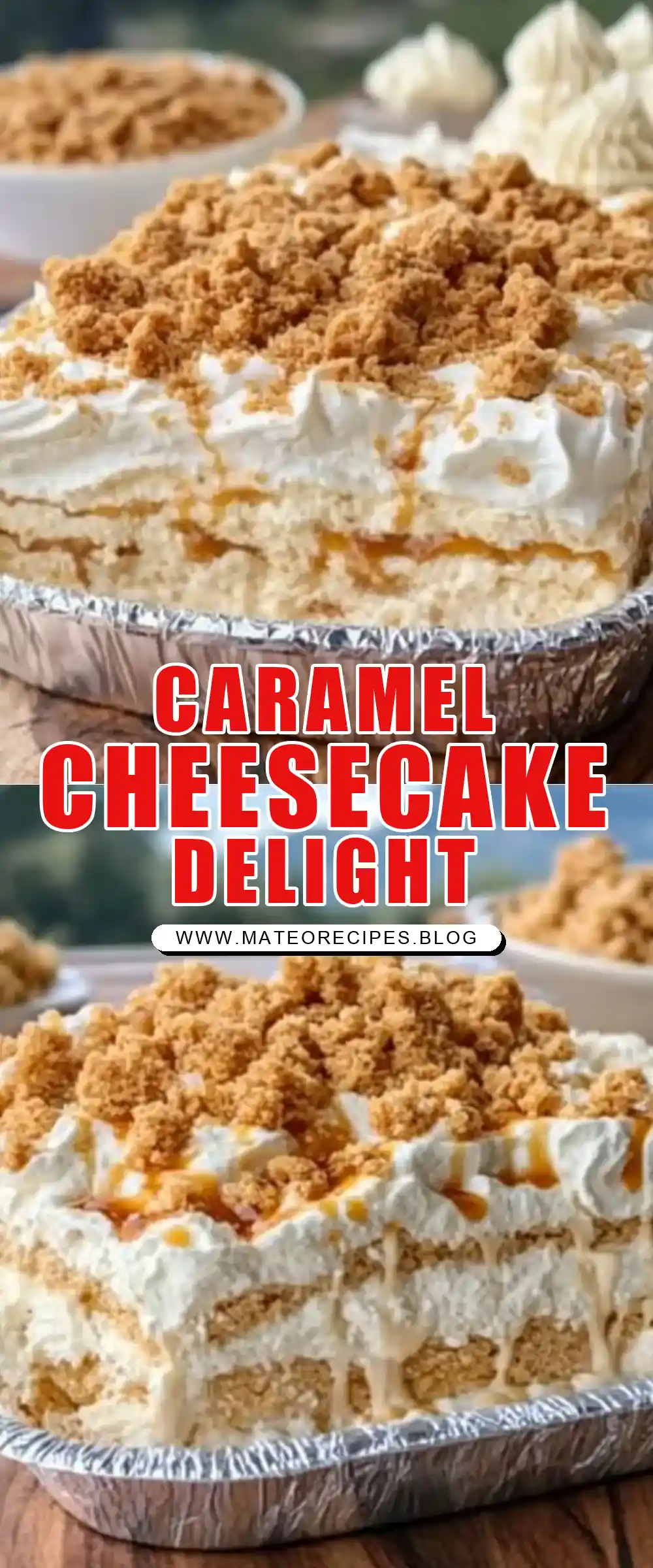 Pinterest pin (Design 1) for Caramel Cheesecake Fluff 🍯