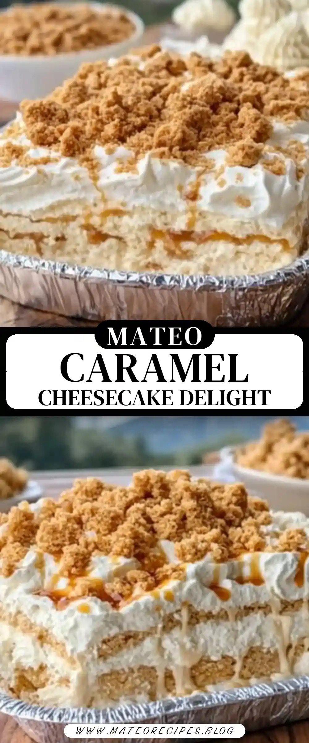 Pinterest pin (Design 3) for Caramel Cheesecake Fluff 🍯