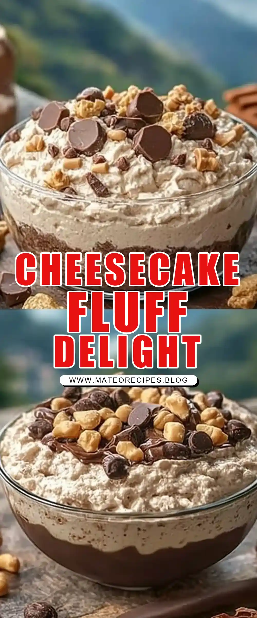 Pinterest pin (Design 1) for Chocolate Peanut Butter Cheesecake Fluff