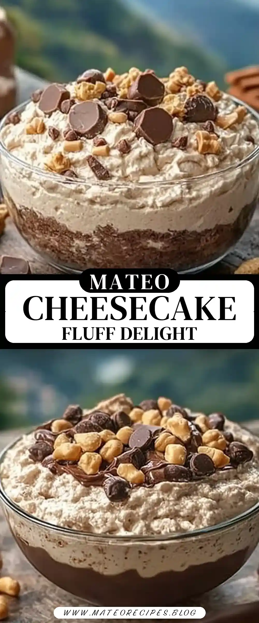 Pinterest pin (Design 3) for Chocolate Peanut Butter Cheesecake Fluff