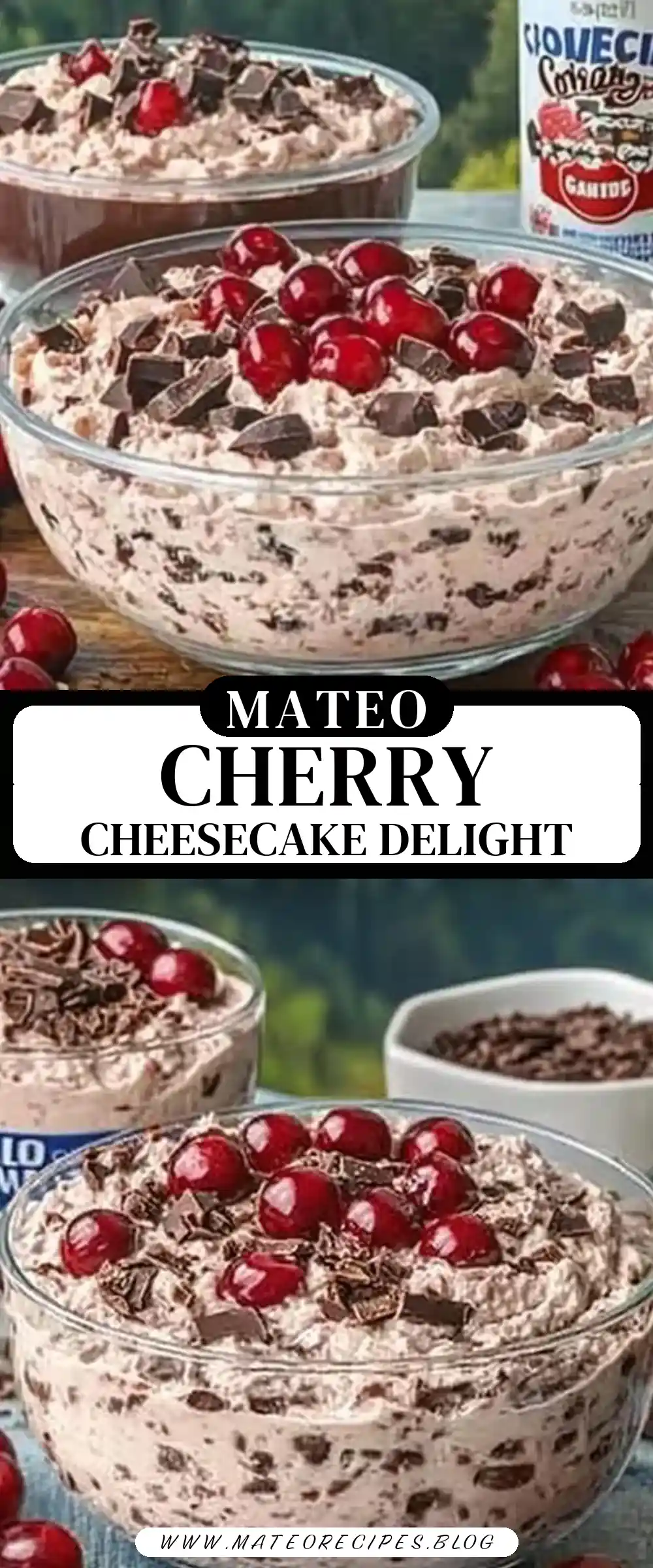 Pinterest pin (Design 3) for Cherry Chocolate Cheesecake Fluff 🍒🍫