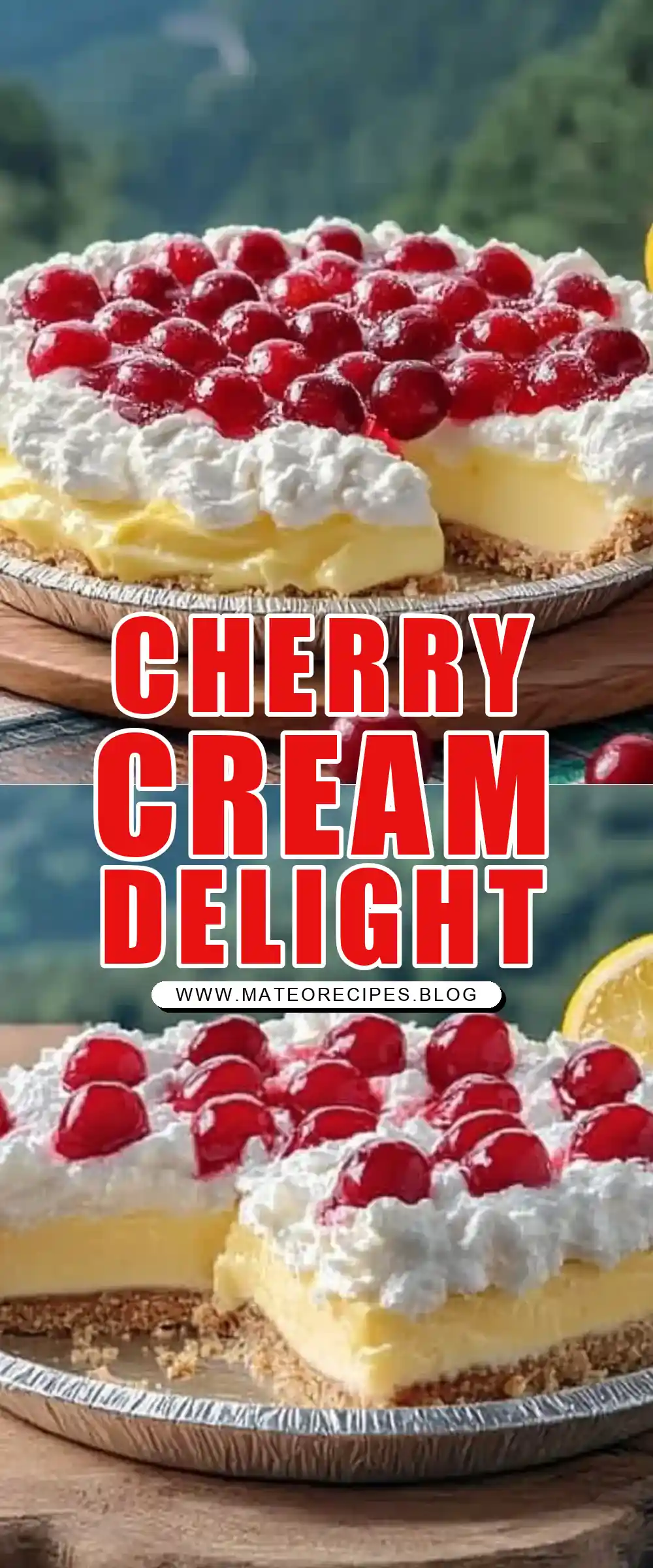 Pinterest pin (Design 1) for Cherry Lemon Cream Pie