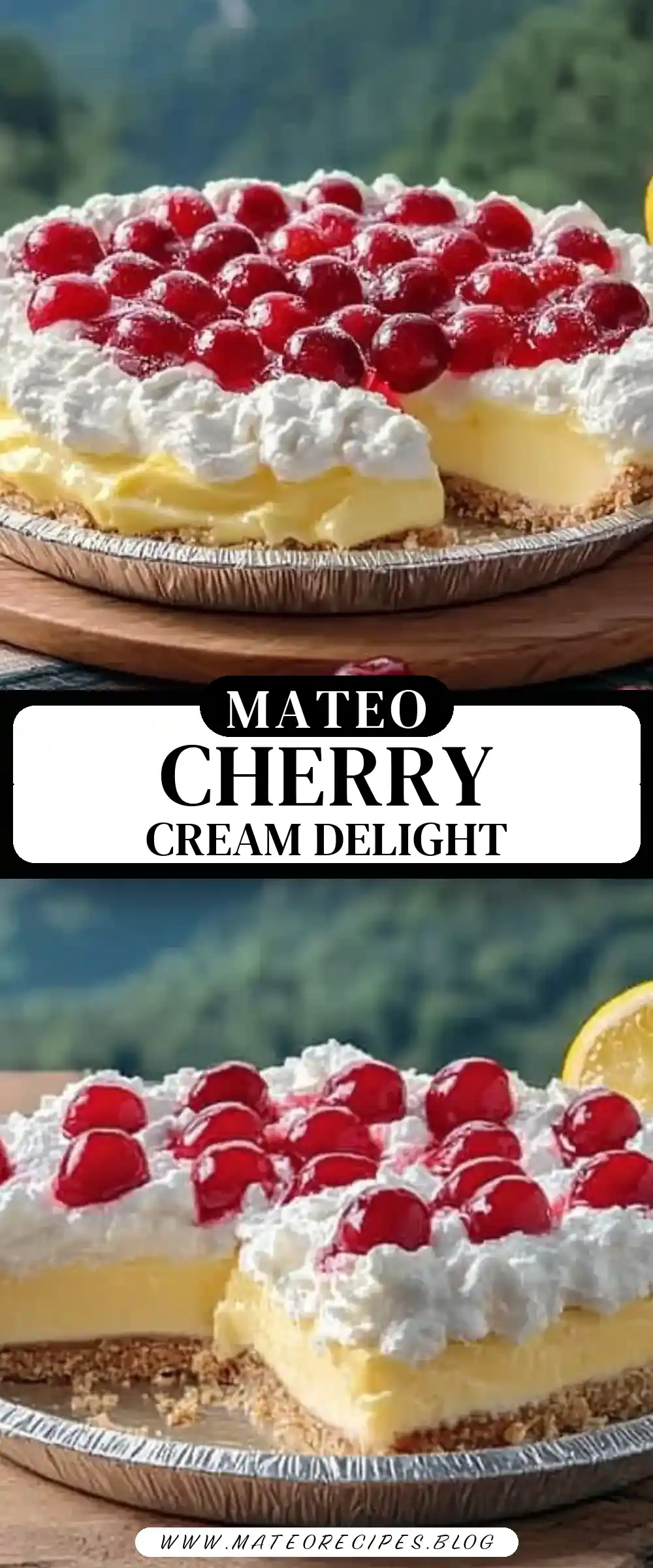 Pinterest pin (Design 3) for Cherry Lemon Cream Pie