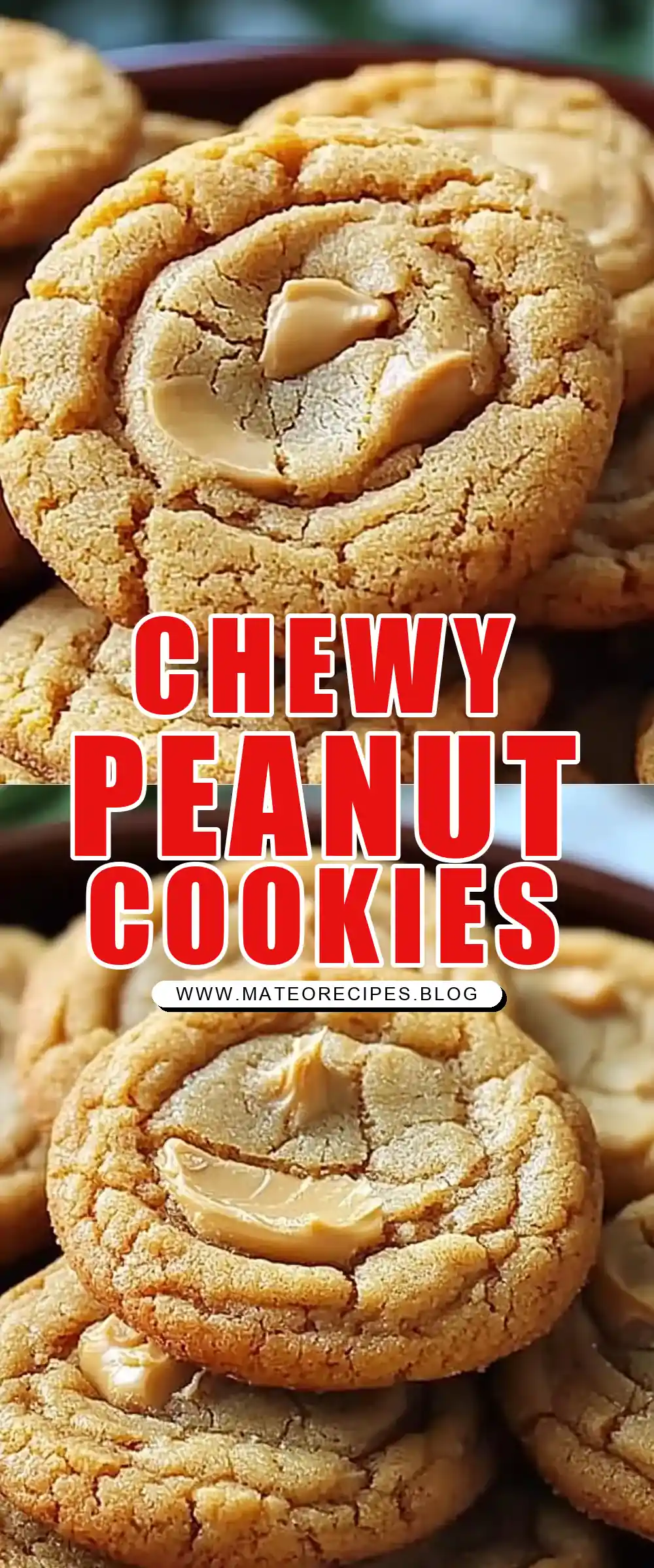 Pinterest pin (Design 1) for Thick and Chewy Peanut Butter Cookies