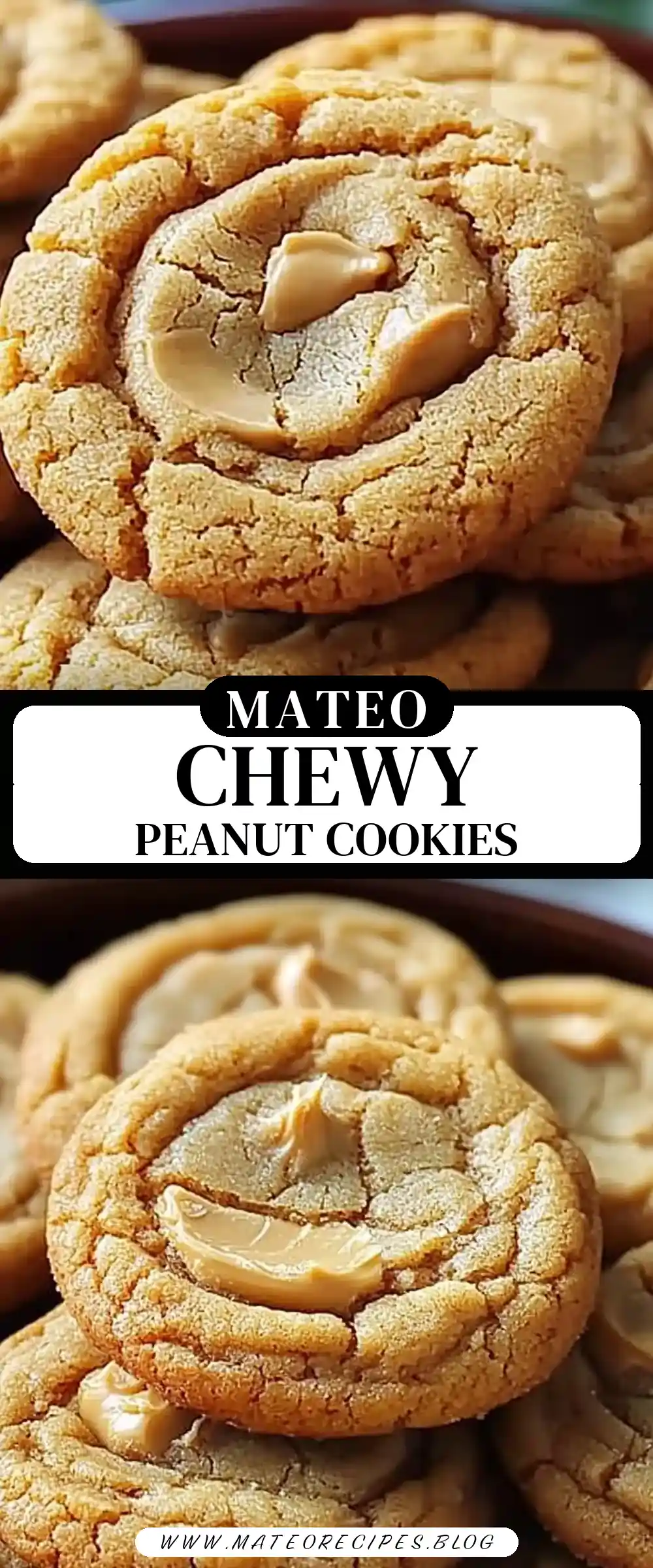 Pinterest pin (Design 3) for Thick and Chewy Peanut Butter Cookies