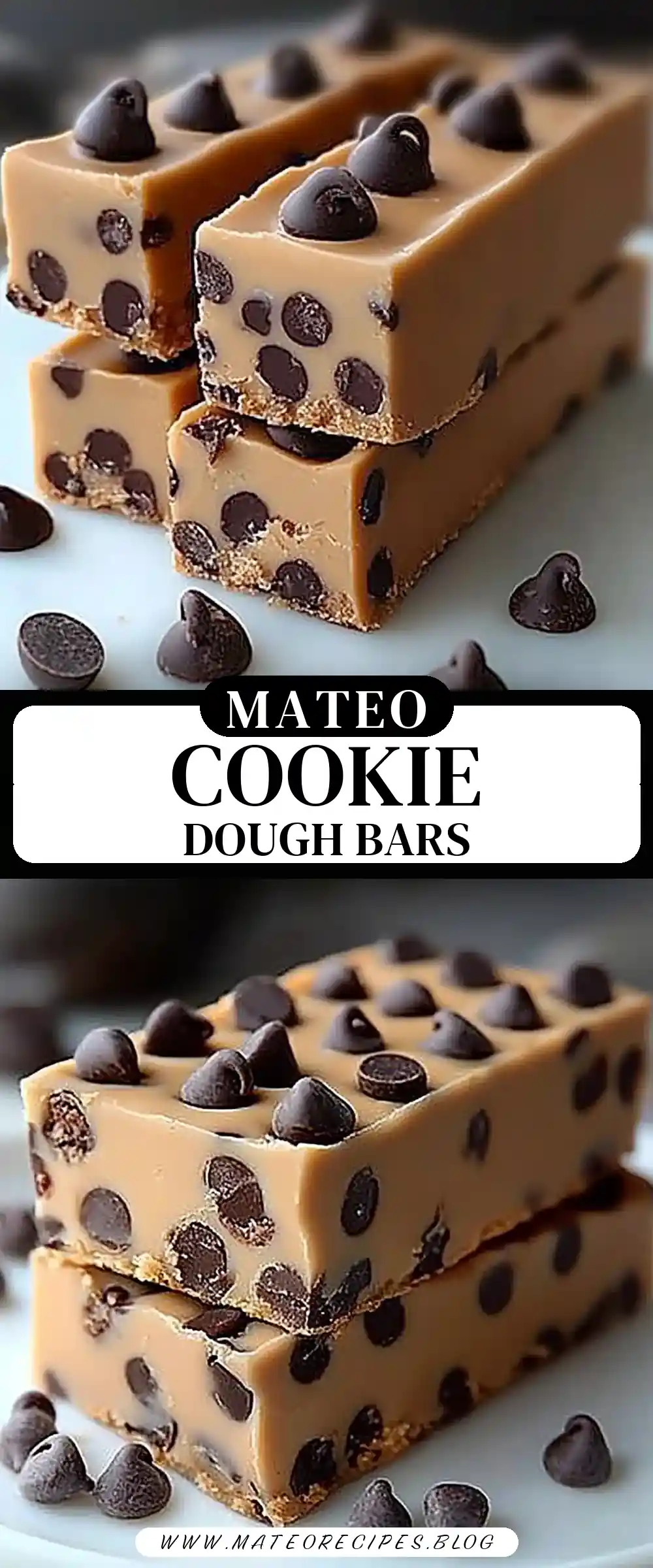 Pinterest pin (Design 3) for No-Bake Chocolate Chip Cookie Dough Bars