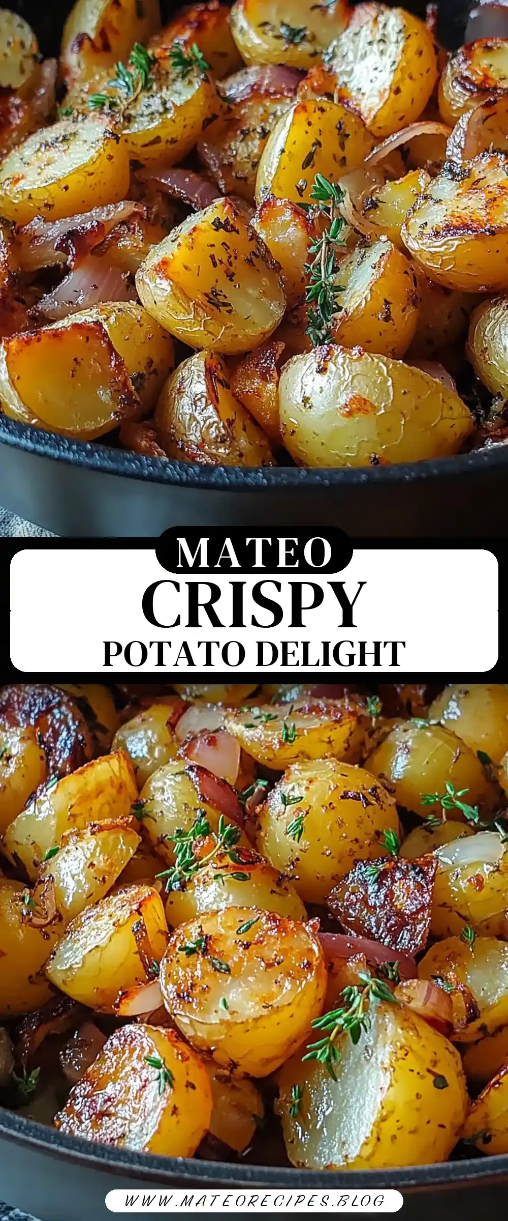 Pinterest pin (Design 3) for OVEN FRIED POTATOES & ONIONS