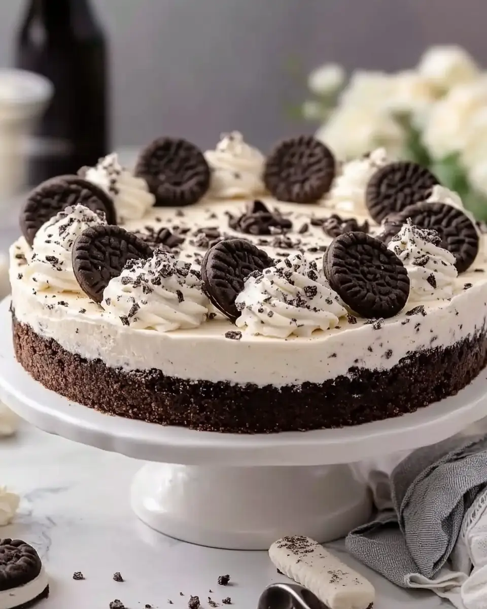 A delicious plate of Cookies & Cream Pie 🍪