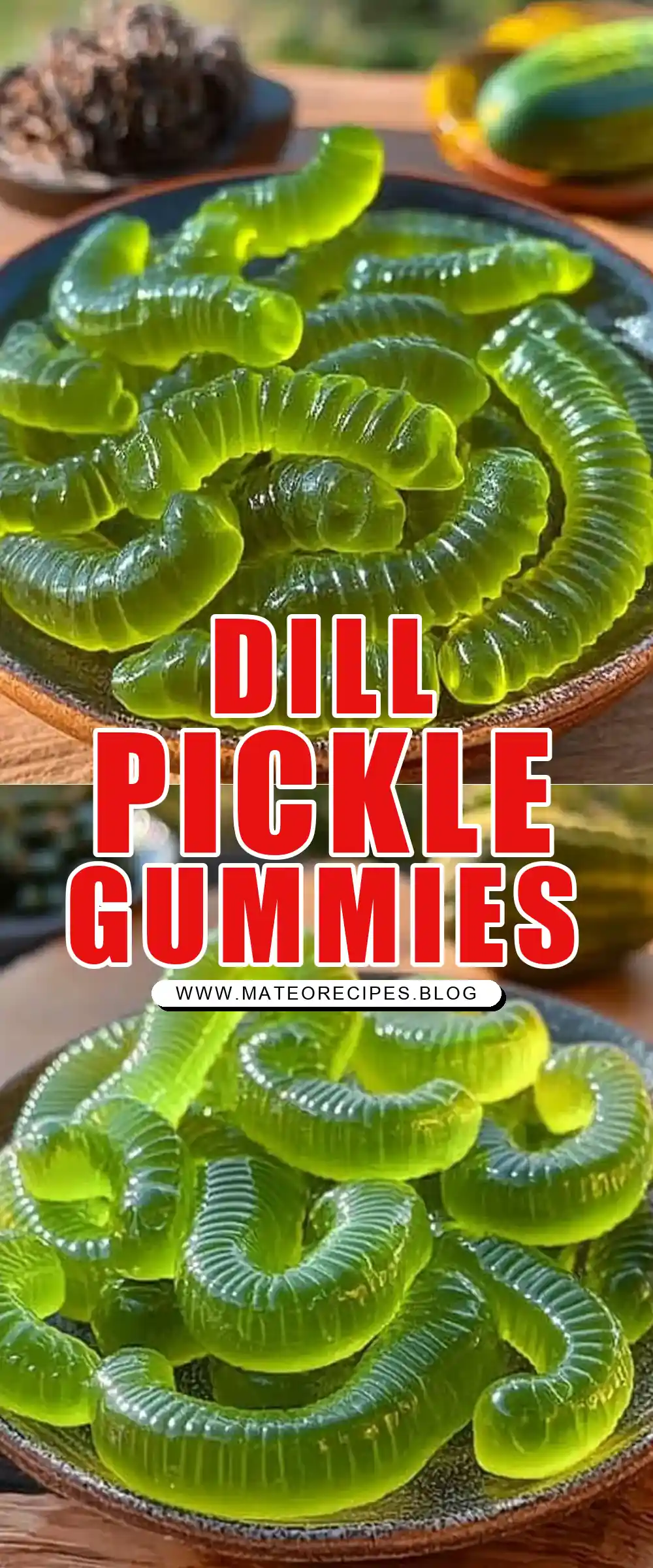 Pinterest pin (Design 1) for Homemade Dill Pickle Gummy Worms 🥒🪱