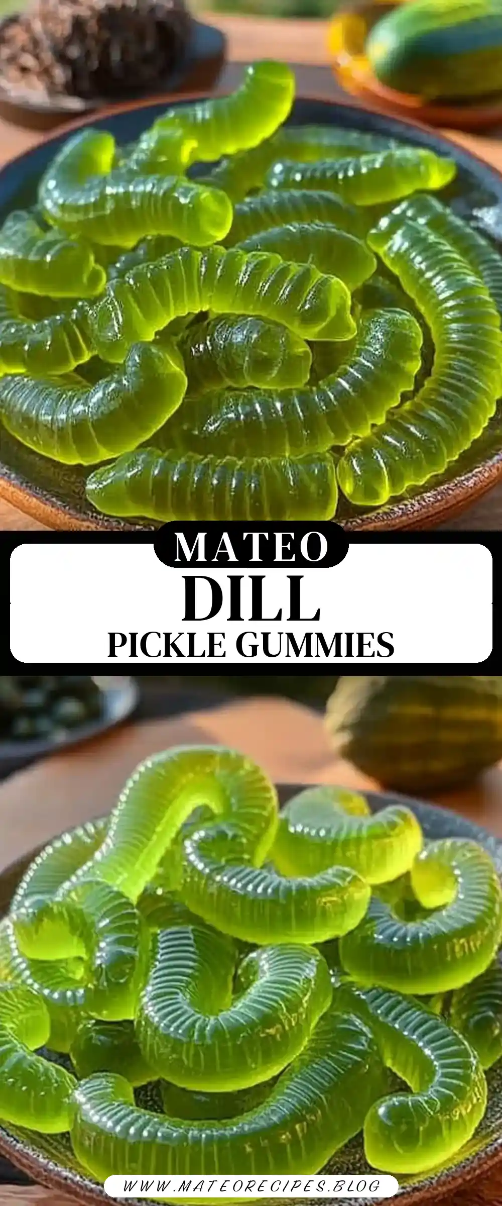 Pinterest pin (Design 3) for Homemade Dill Pickle Gummy Worms 🥒🪱