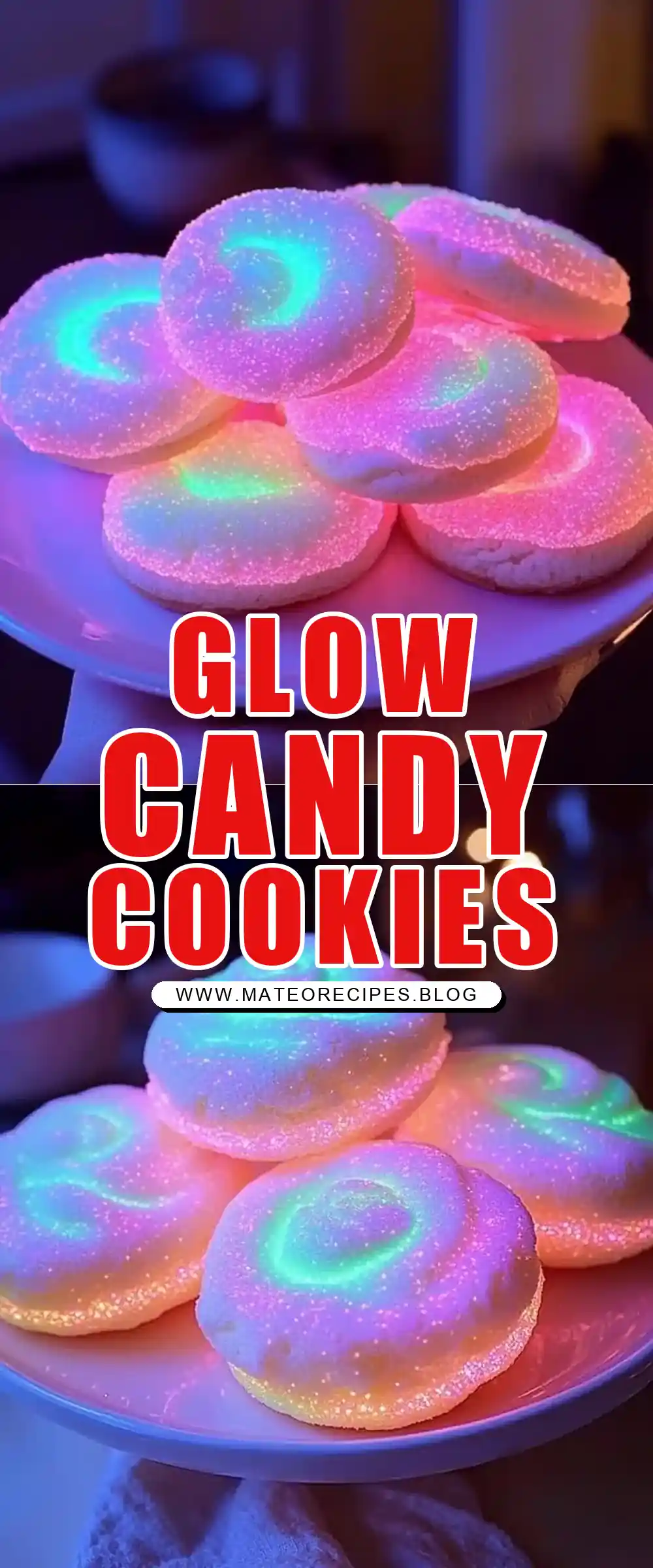Pinterest pin (Design 1) for Glow-in-the-Dark Cotton Candy Cookies