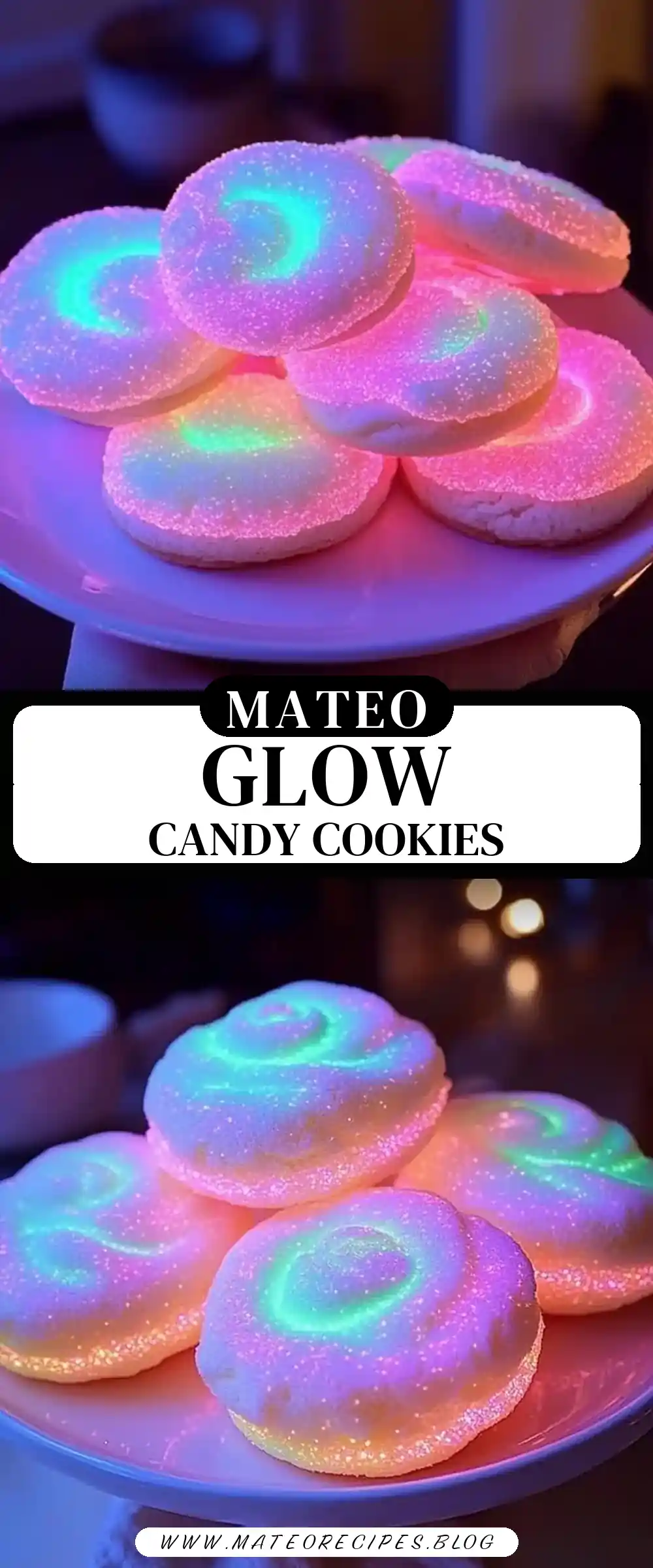 Pinterest pin (Design 3) for Glow-in-the-Dark Cotton Candy Cookies