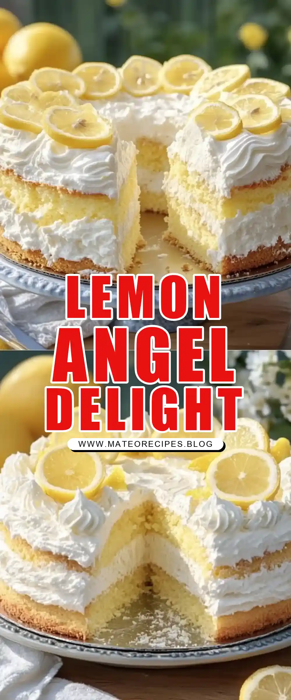 Pinterest pin (Design 1) for Lemon Angel Food Cake