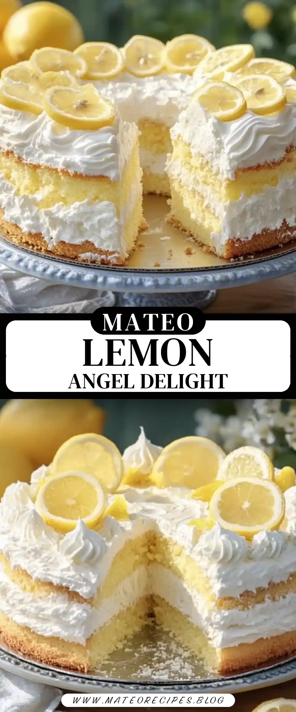 Pinterest pin (Design 3) for Lemon Angel Food Cake