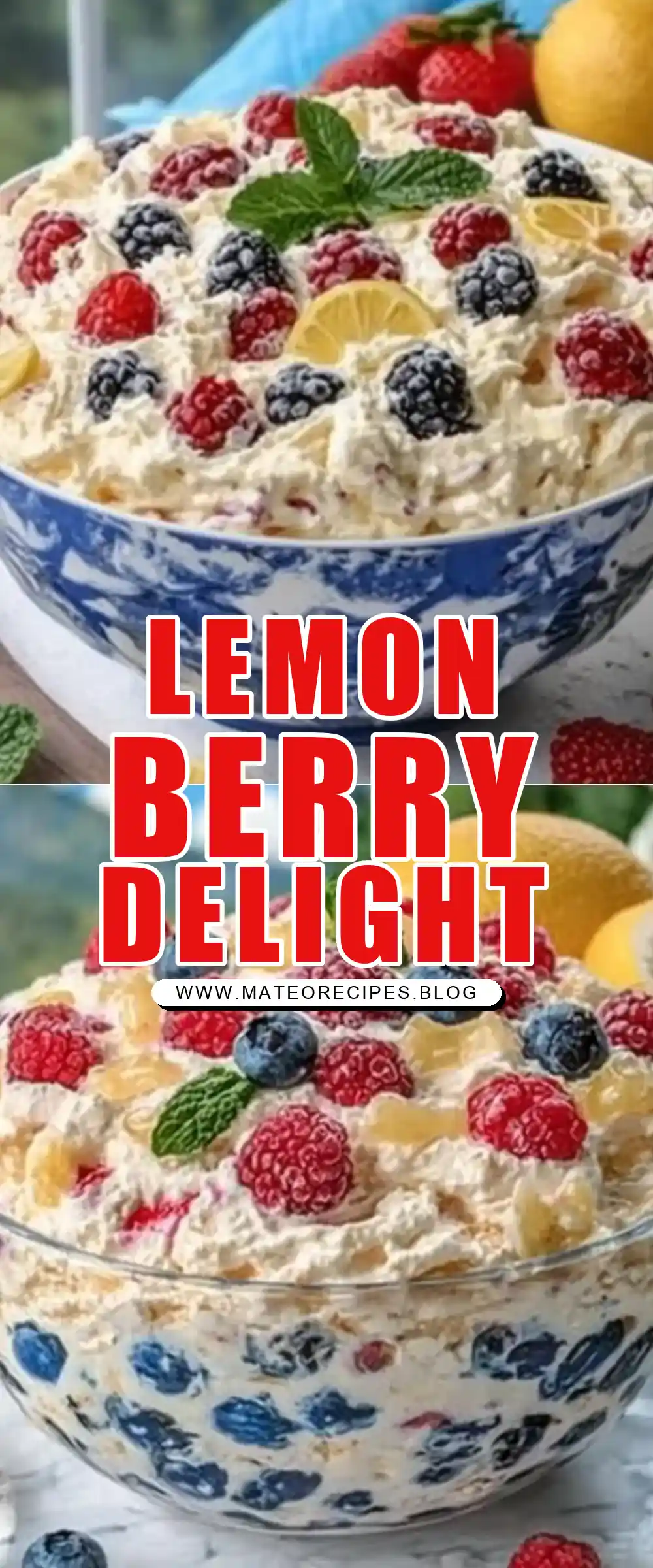Pinterest pin (Design 1) for Lemon Berry Cheesecake Fluff