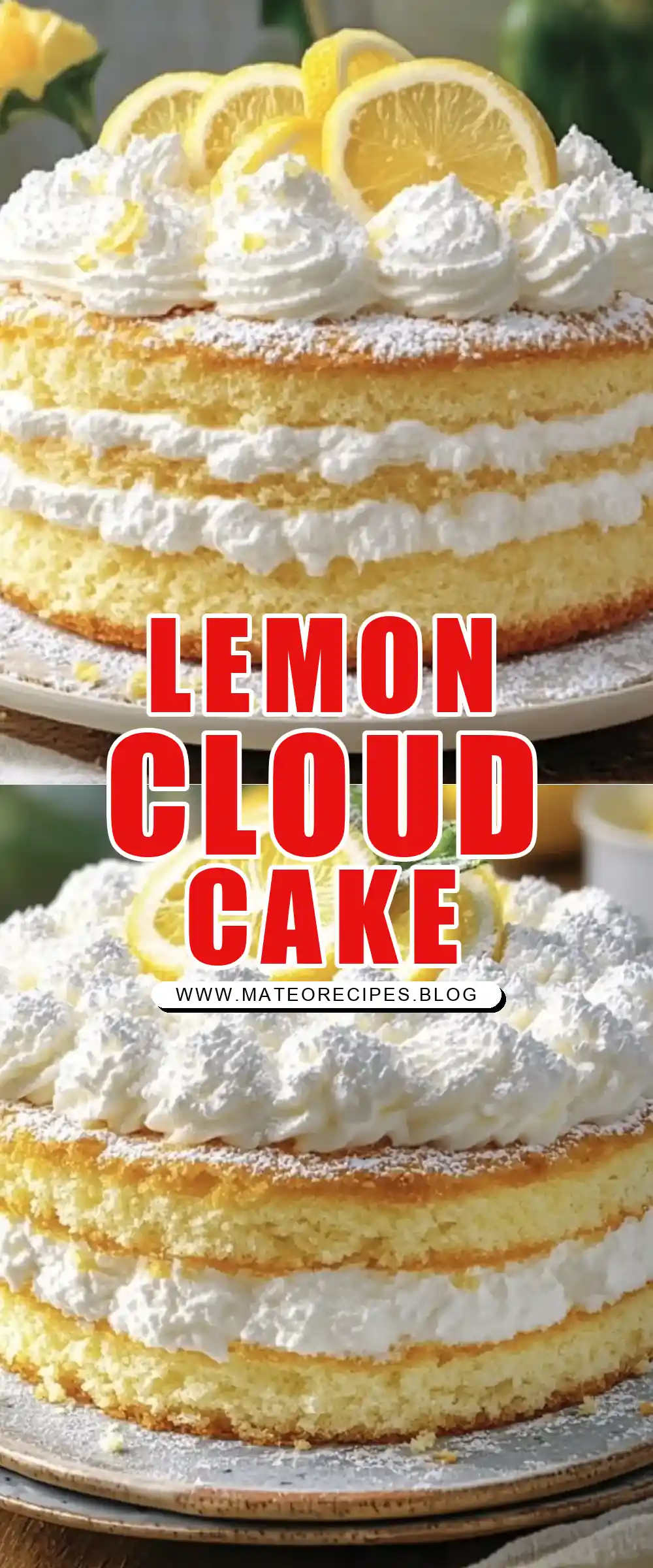 Pinterest pin (Design 1) for Lemon Angel Cloud Cake 🍋☁️
