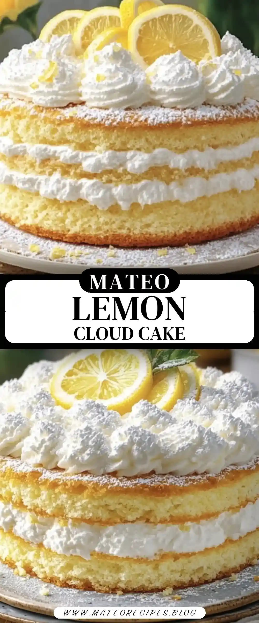 Pinterest pin (Design 3) for Lemon Angel Cloud Cake 🍋☁️