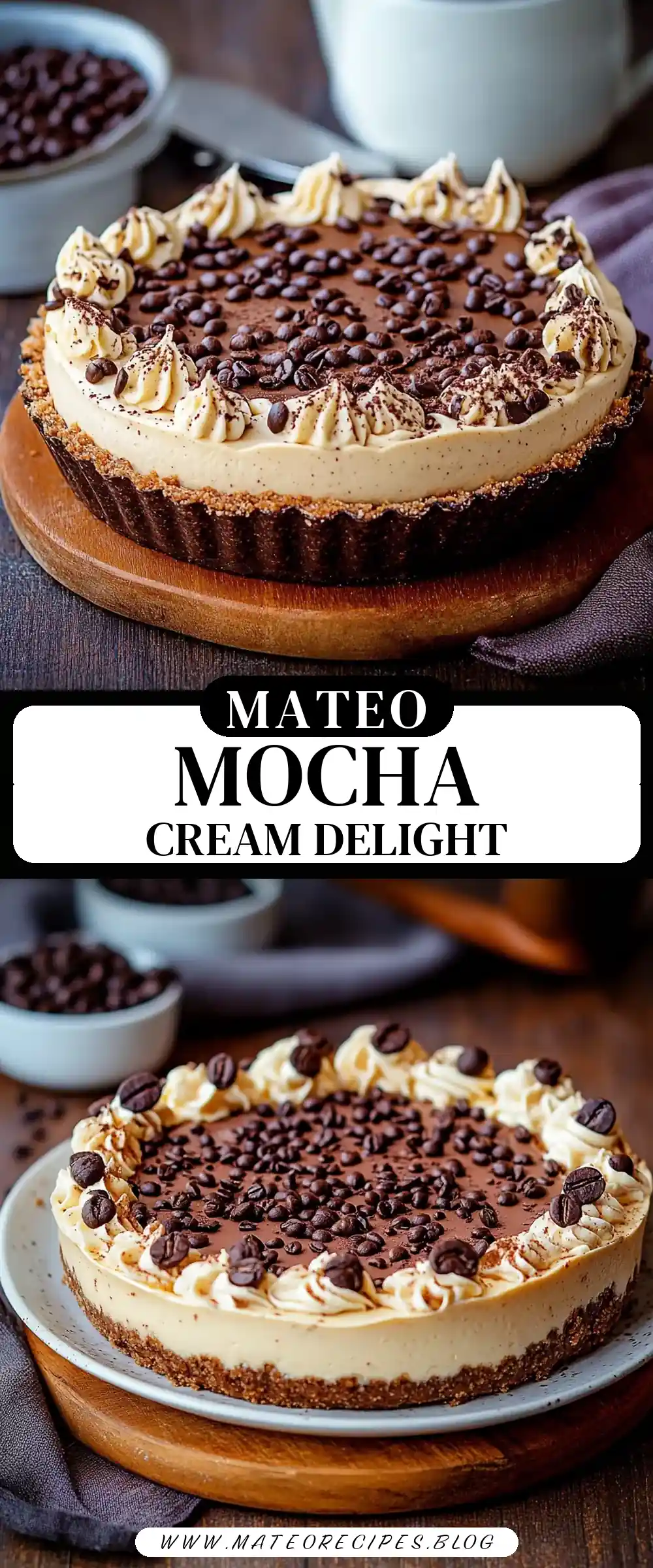 Pinterest pin (Design 3) for No-Bake Mocha Cream Pie ☕