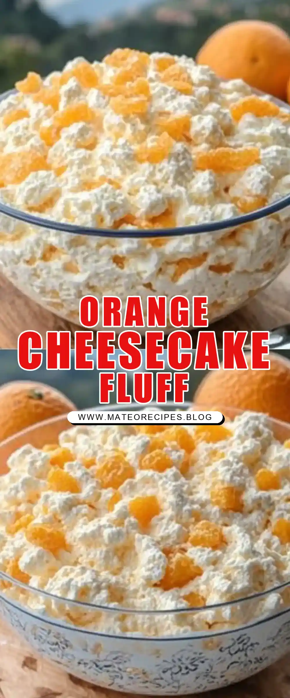 Pinterest pin (Design 1) for Orange Cream Cheesecake Fluff 🍊