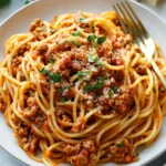A delicious plate of Old-Fashioned Spaghetti