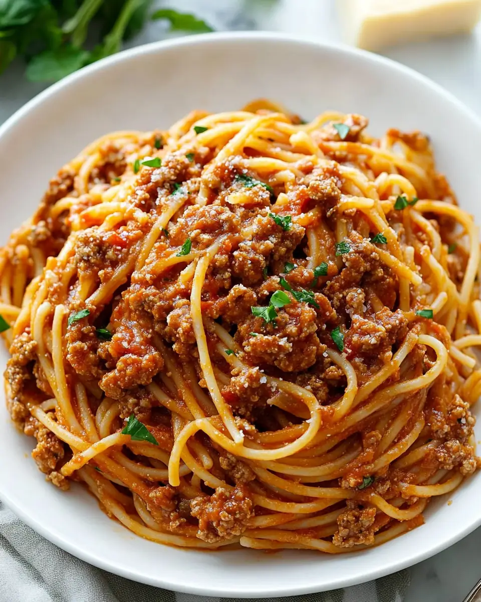 A delicious plate of Old-Fashioned Spaghetti