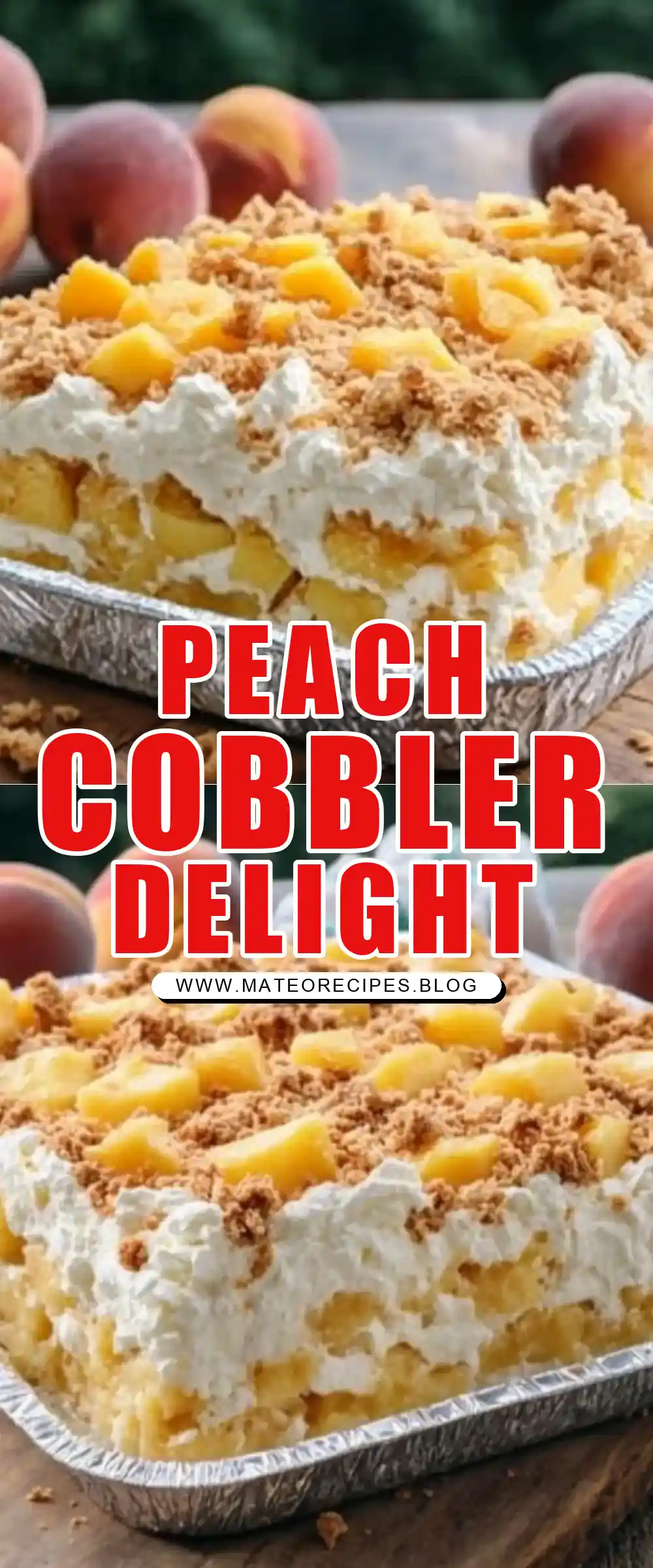Pinterest pin (Design 1) for Peach Cobbler Fluff 🍑