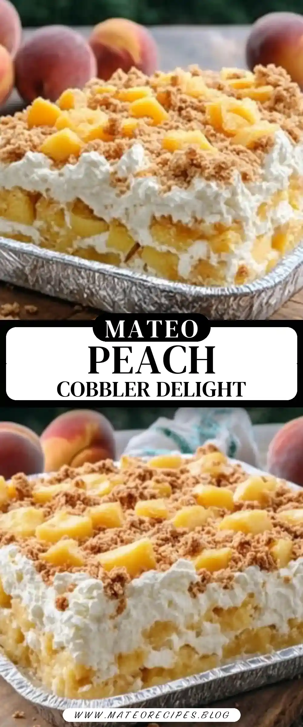 Pinterest pin (Design 3) for Peach Cobbler Fluff 🍑