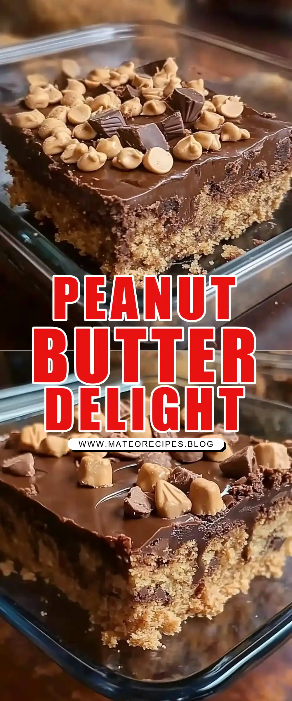 Pinterest pin (Design 1) for Peanut Butter Cup Dump Cake 🍫🍰