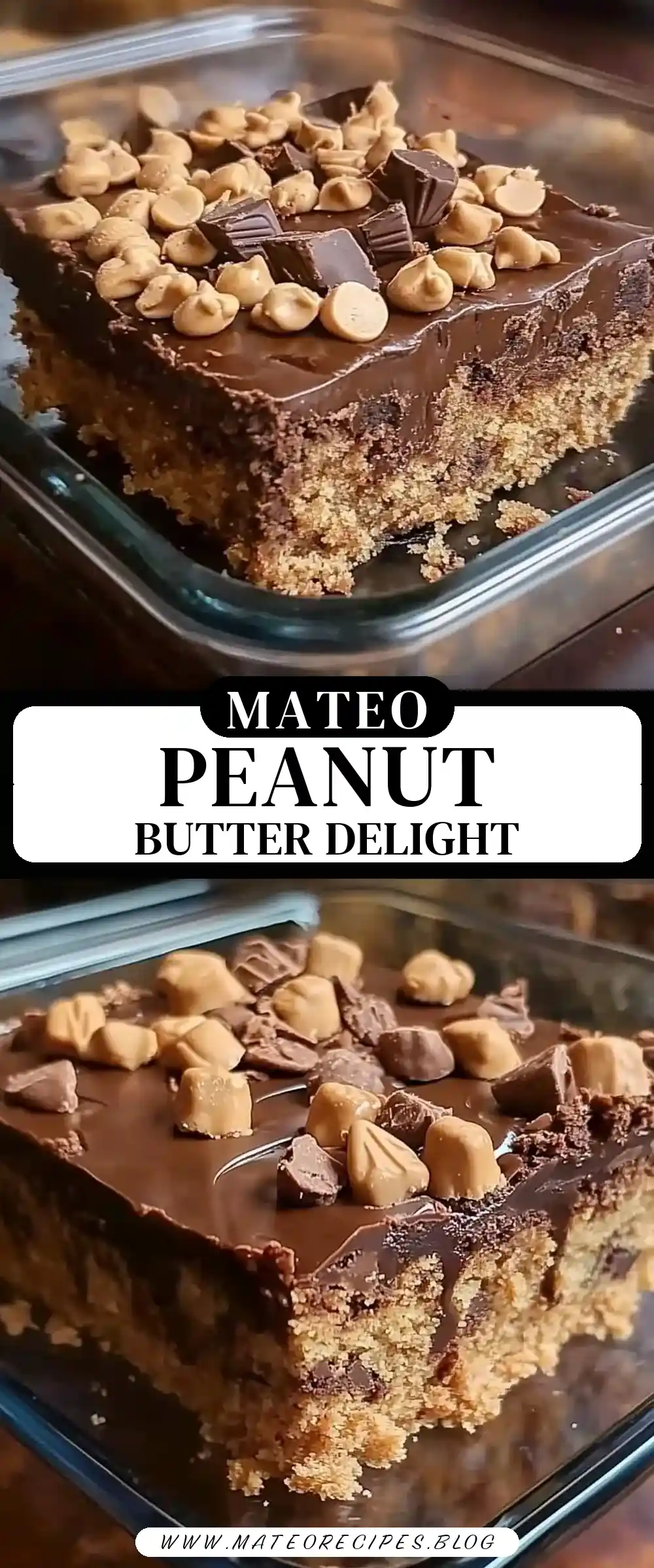 Pinterest pin (Design 3) for Peanut Butter Cup Dump Cake 🍫🍰