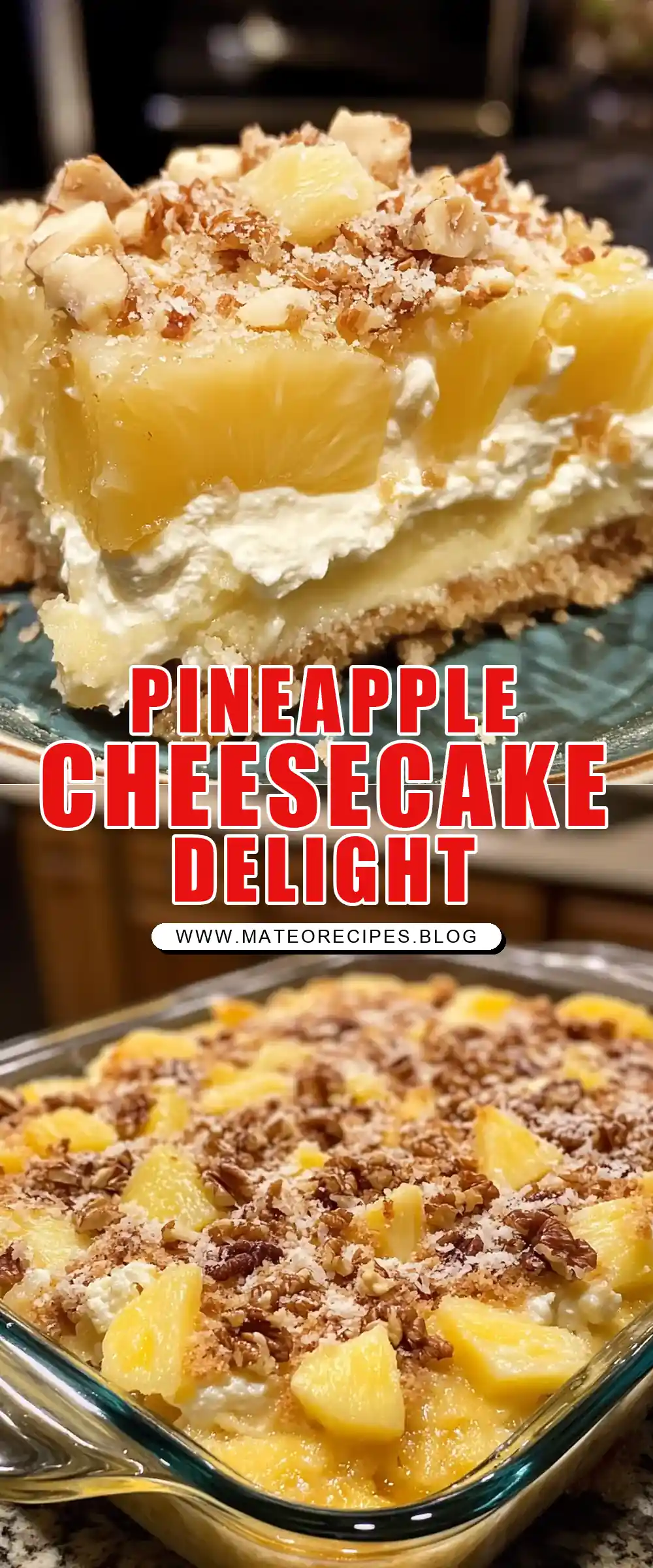 Pinterest pin (Design 1) for Pineapple Cream Cheese Dump Cake 🍍🧀