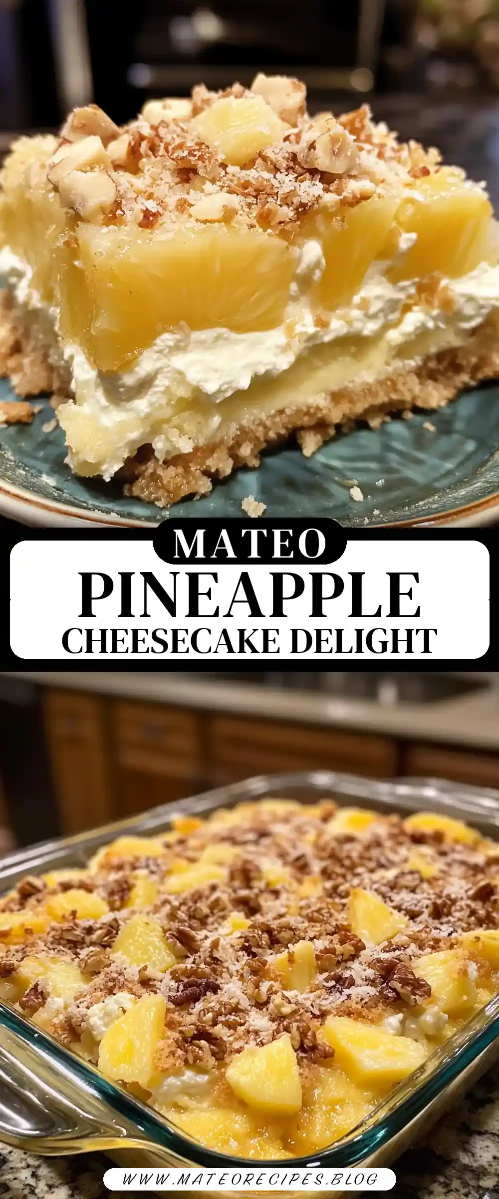 Pinterest pin (Design 3) for Pineapple Cream Cheese Dump Cake 🍍🧀